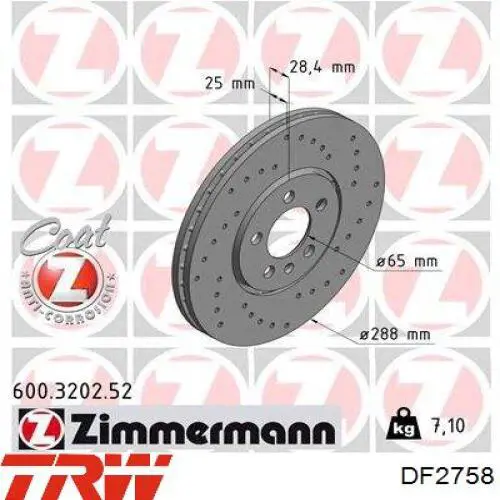 Disco de freno delantero TRW DF2758