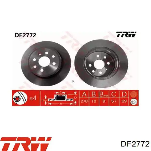 DF2772 TRW Freno de disco trasero