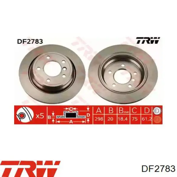 DF2783 TRW Freno de disco trasero