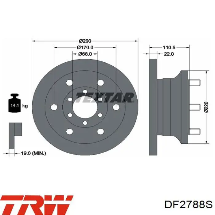 Disco de freno DF2788S TRW