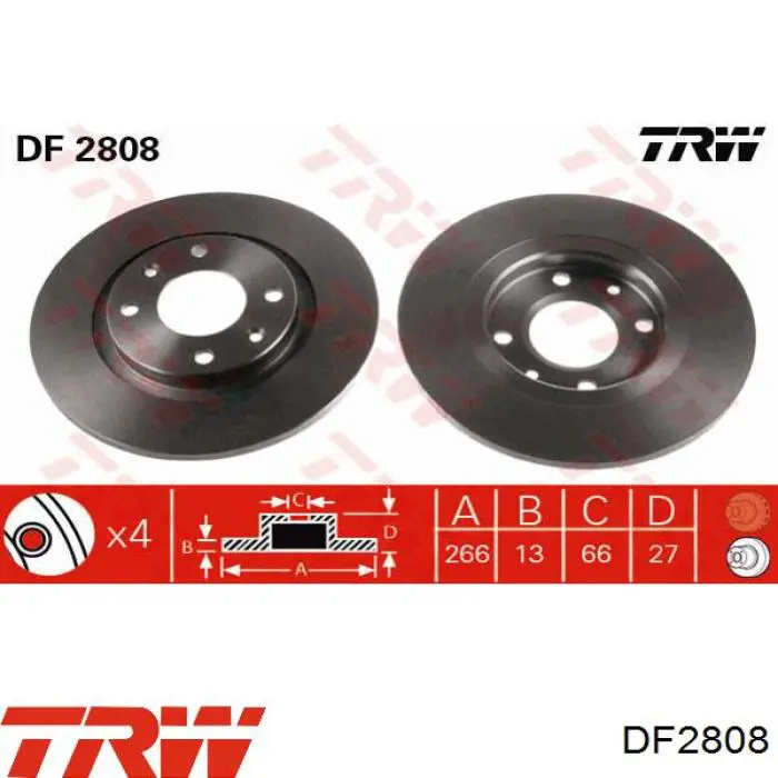 DF2808 TRW disco de freno delantero