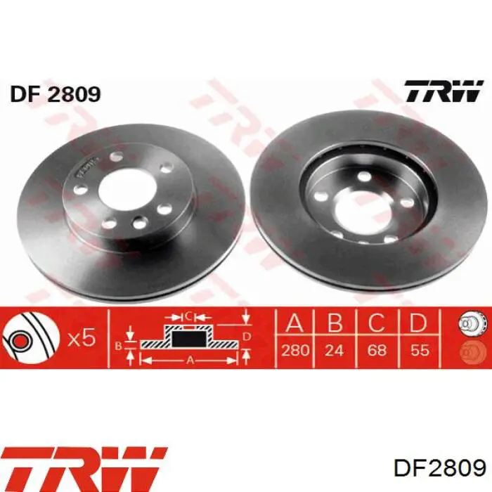DF2809 TRW disco de freno delantero