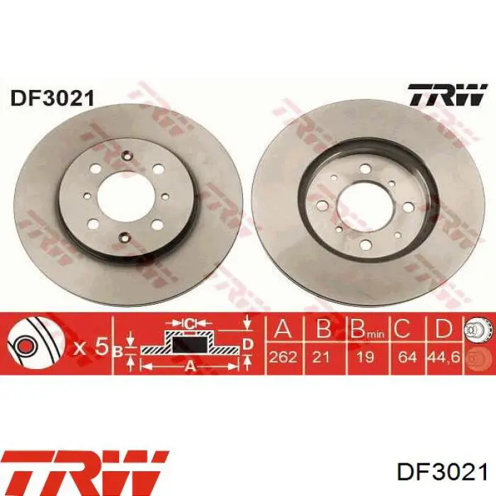 DF3021 TRW disco de freno delantero