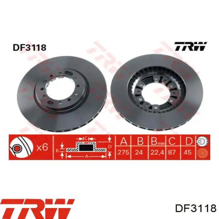 Comprar DF3118 TRW Freno de disco delantero