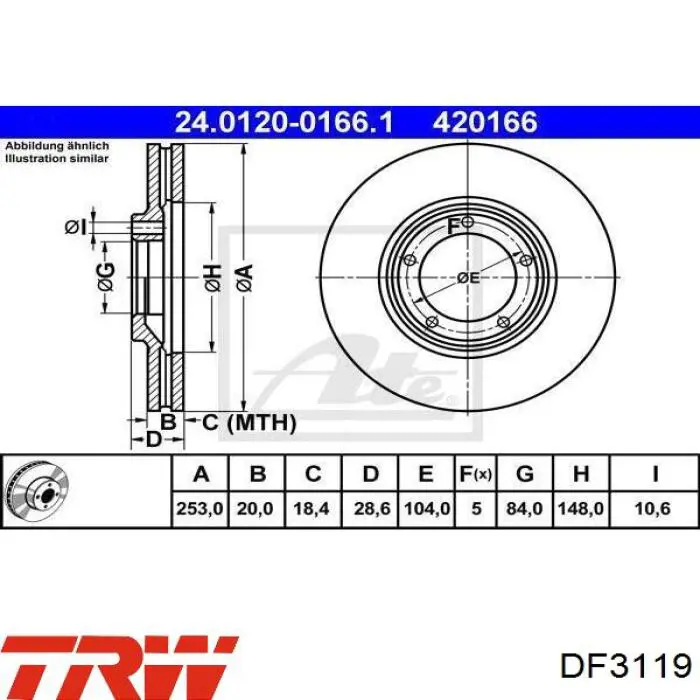 Comprar DF3119 TRW Freno de disco delantero