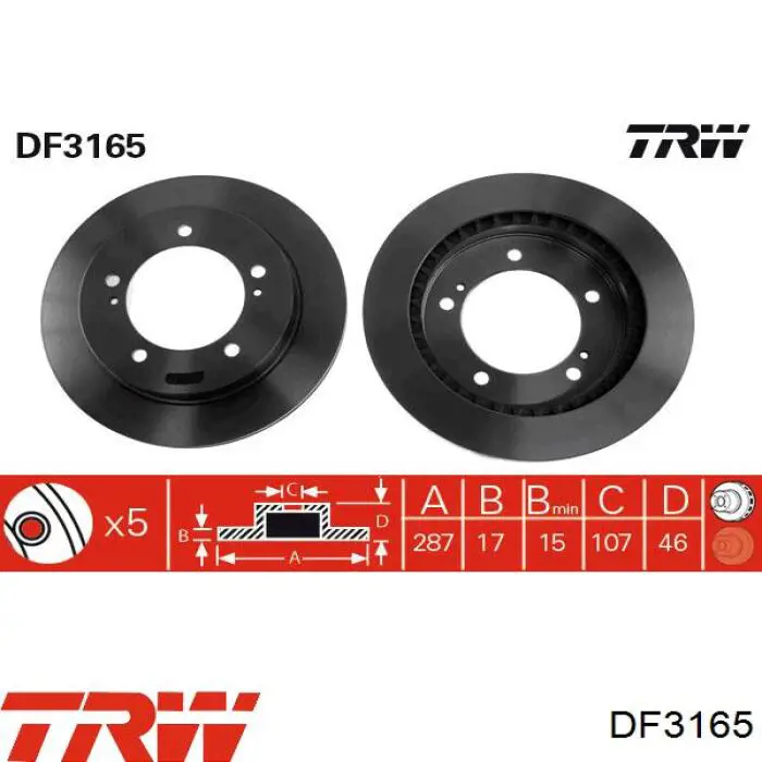 DF3165 TRW disco de freno delantero