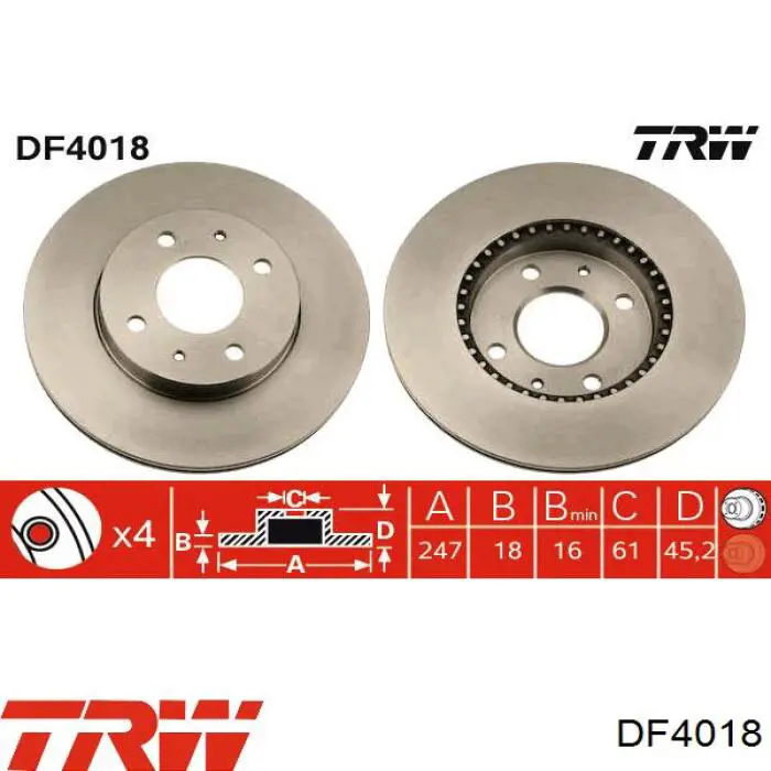 DF4018 TRW disco de freno delantero