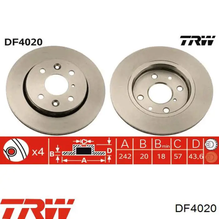 DF4020 TRW freno de disco delantero