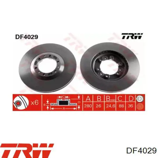 Disco de freno delantero TRW DF4029