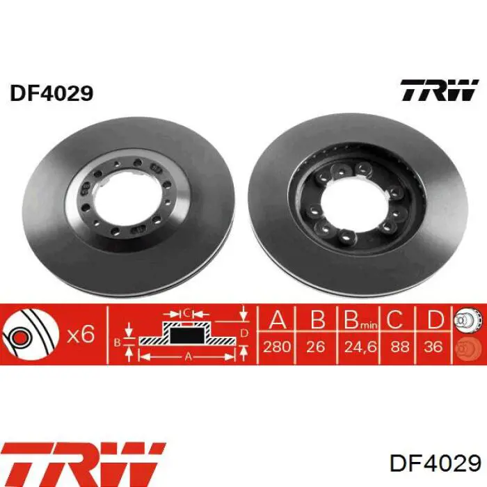 DF4029 TRW disco de freno delantero