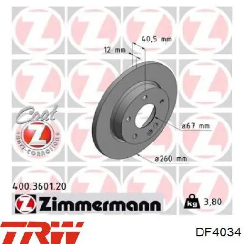 Disco de freno delantero TRW DF4034