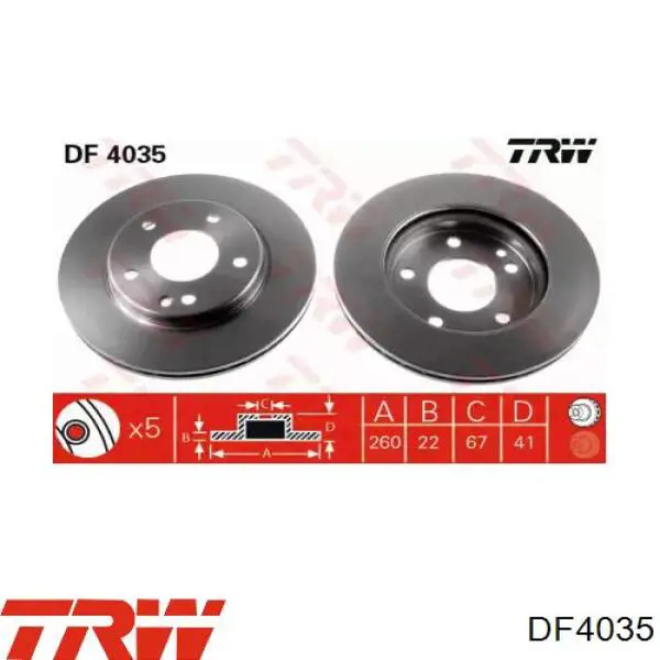 Comprar DF4035 TRW Freno de disco delantero