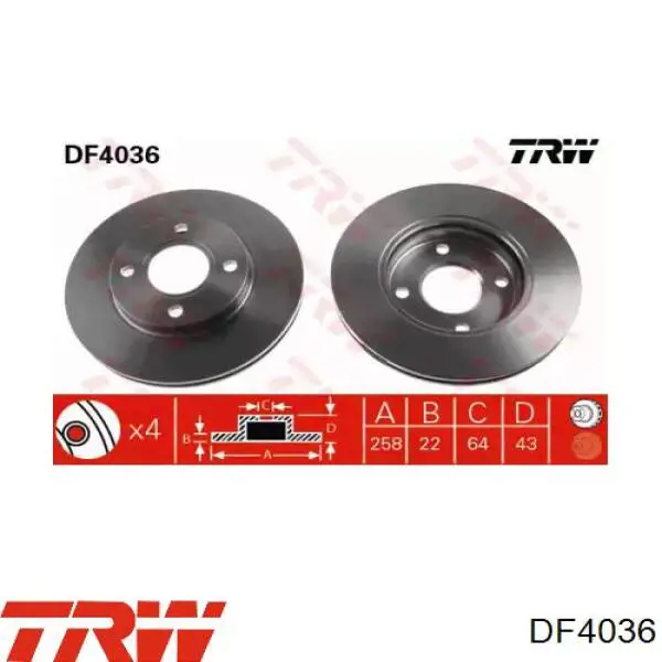 Comprar DF4036 TRW Freno de disco delantero