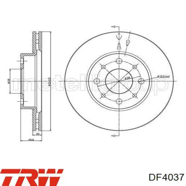 Comprar DF4037 TRW Freno de disco delantero