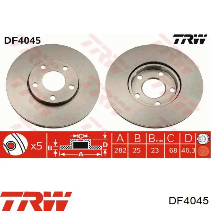 DF4045 TRW disco de freno delantero