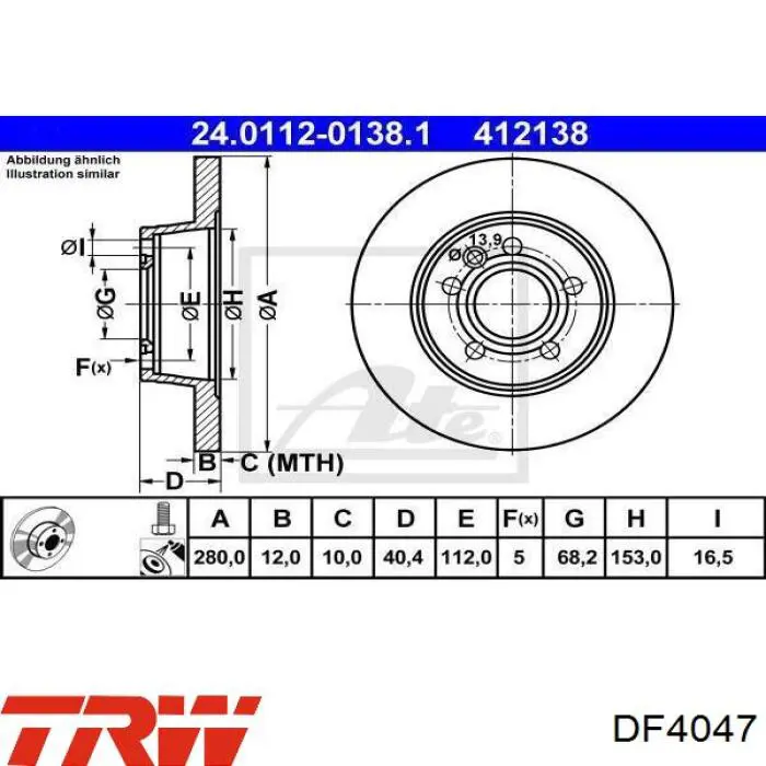 Frenos traseros TRW DF4047