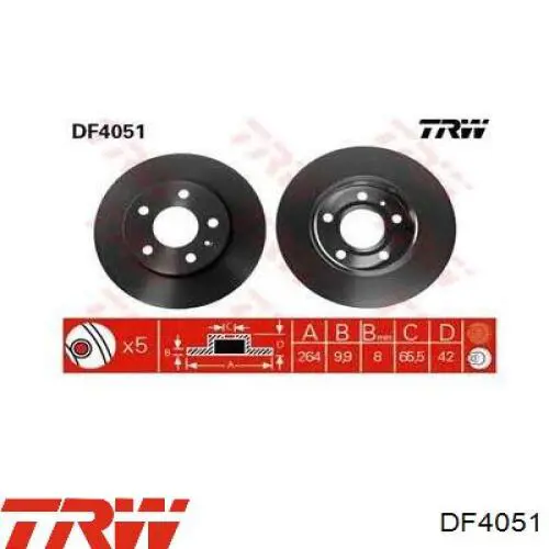 DF4051 TRW disco de freno trasero