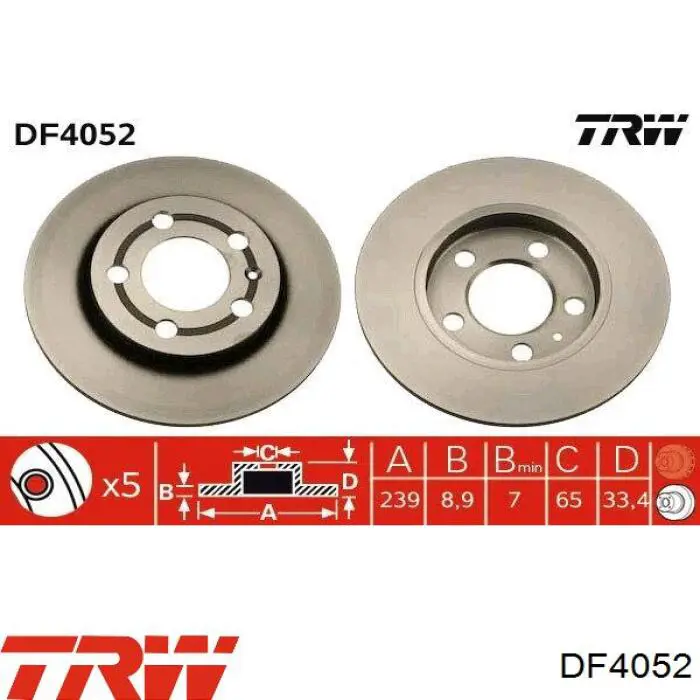 Comprar DF4052 TRW Disco de freno trasero