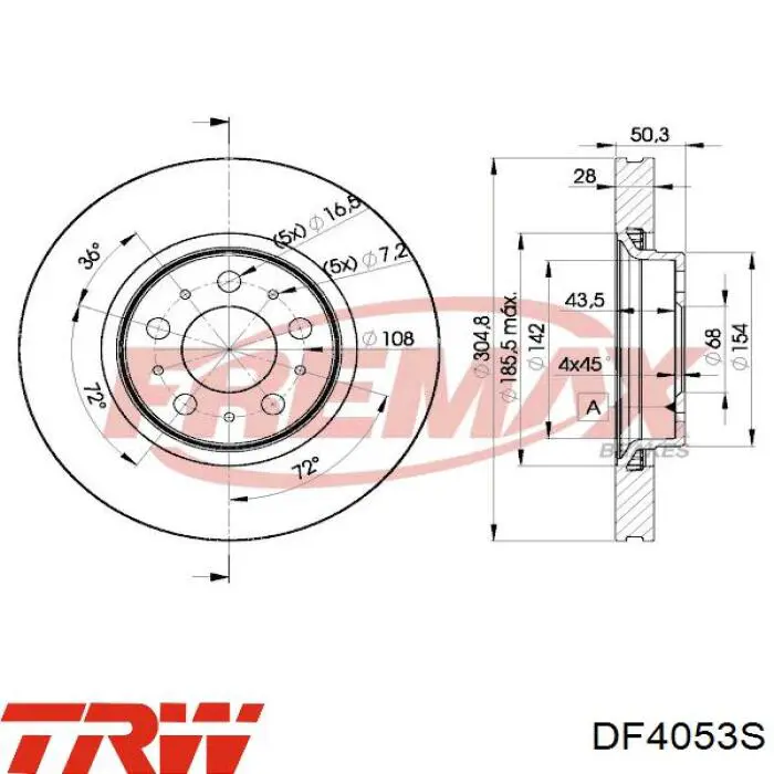 Disco de freno delantero TRW DF4053S
