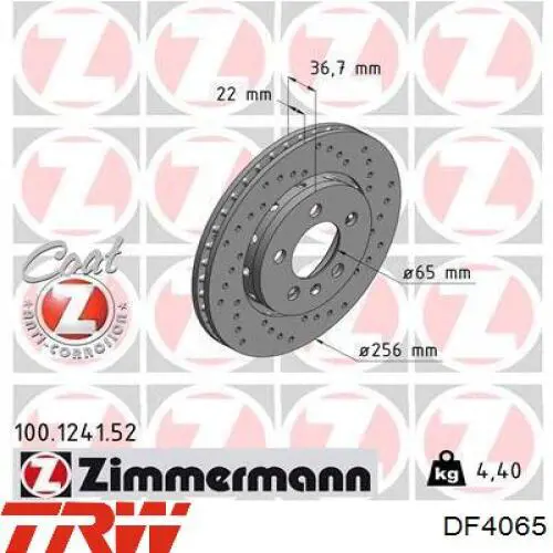 DF4065 TRW Freno de disco trasero