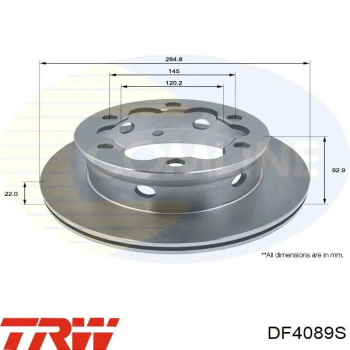 Comprar DF4089S TRW Disco de freno trasero