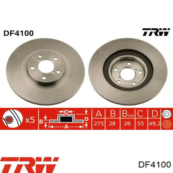 DF4100 TRW disco de freno delantero