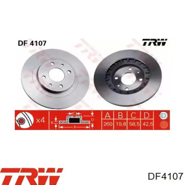 DF4107 TRW disco de freno delantero