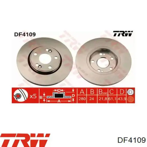 Disco de freno DF4109 TRW