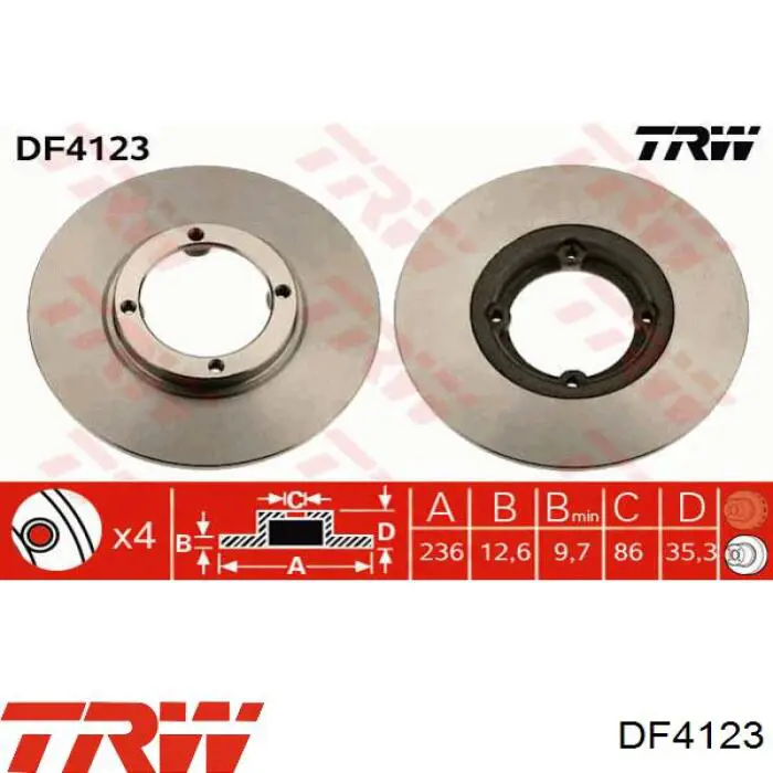 DF4123 TRW disco de freno delantero