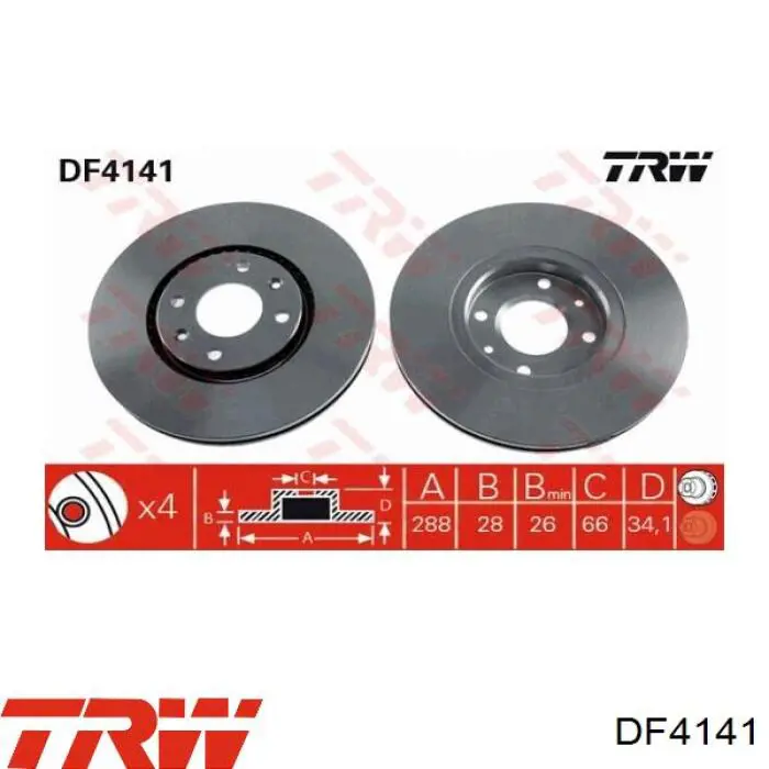 DF4141 TRW disco de freno delantero