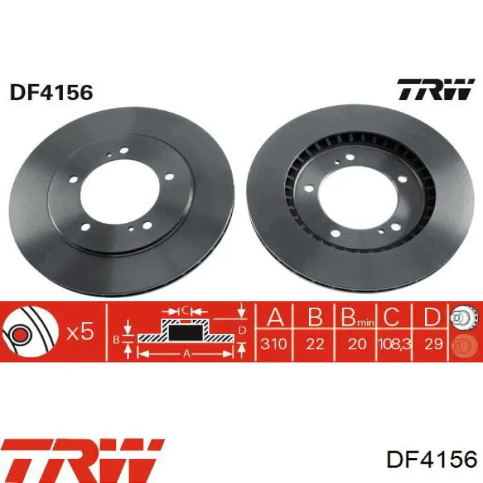 DF4156 TRW disco de freno delantero