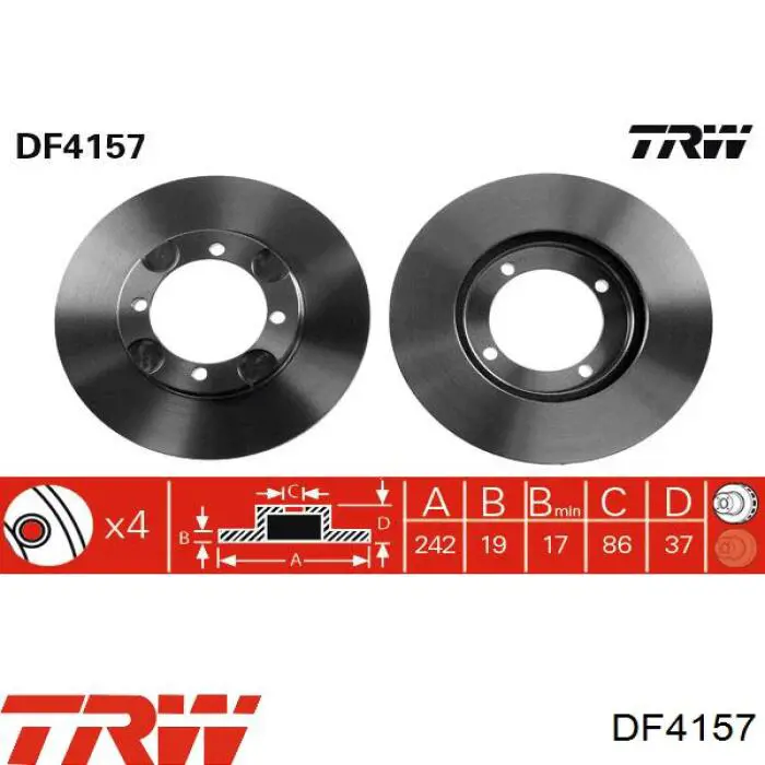 DF4157 TRW disco de freno delantero