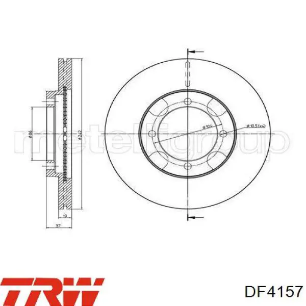 Disco de freno DF4157 TRW