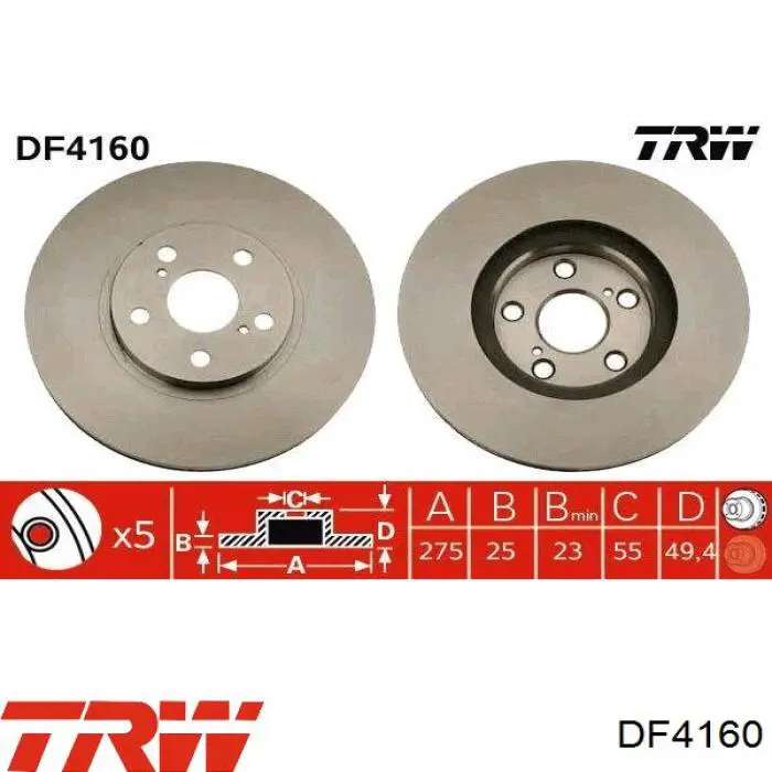 DF4160 TRW freno de disco delantero