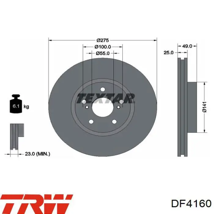 Comprar DF4160 TRW Freno de disco delantero