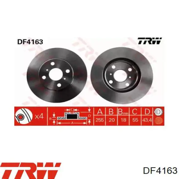 DF4163 TRW disco de freno delantero