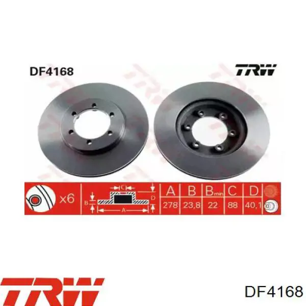DF4168 TRW disco de freno delantero
