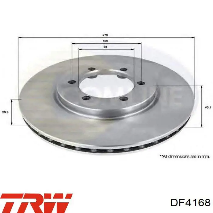 Disco de freno DF4168 TRW