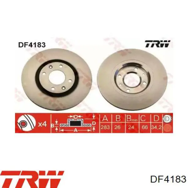 Freno de disco delantero Citroen C4 UD