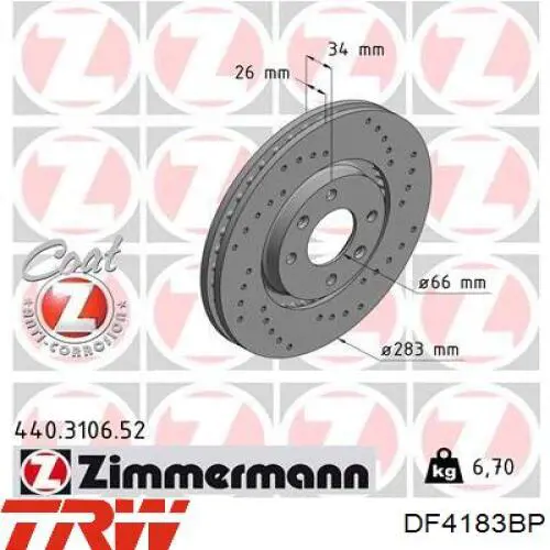 Freno de disco delantero Citroen C4 UD