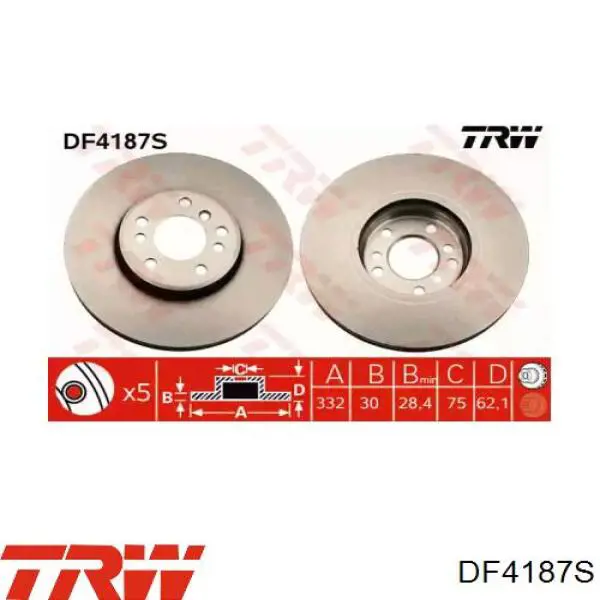 Disco de freno DF4187S TRW
