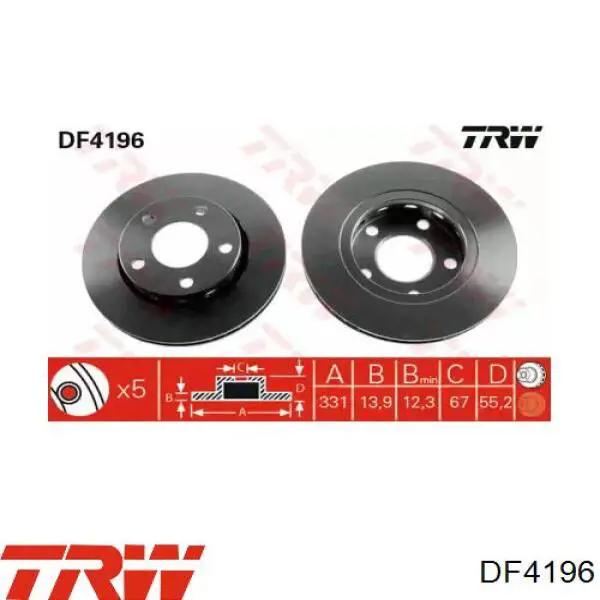DF4196 TRW Freno de disco trasero