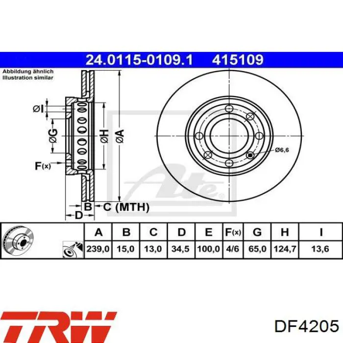 Comprar DF4205 TRW Freno de disco delantero