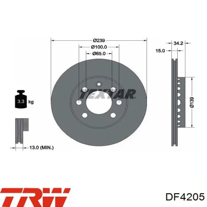 Disco de freno DF4205 TRW