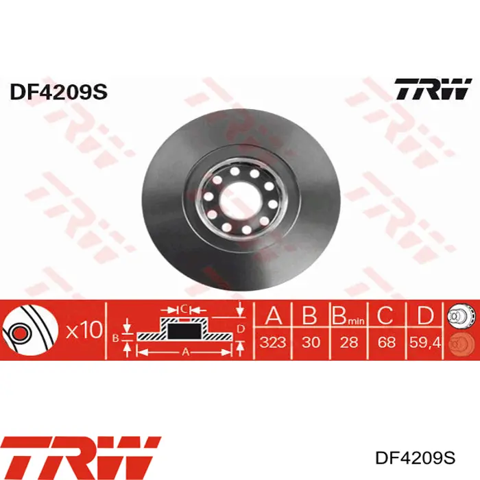 Disco de freno DF4209S TRW