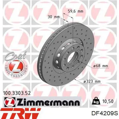 DF4209S TRW freno de disco delantero