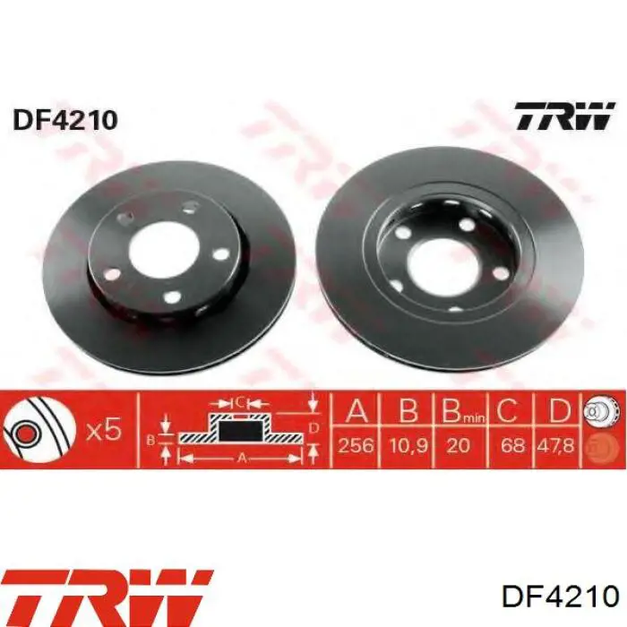 DF4210 TRW disco de freno trasero