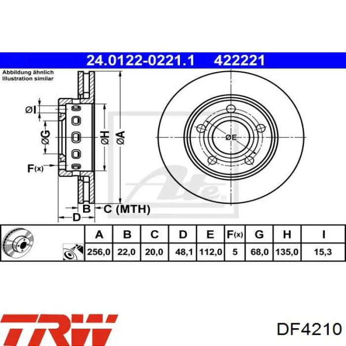 Comprar DF4210 TRW Disco de freno trasero