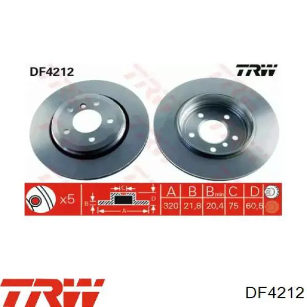 DF4212 TRW Freno de disco trasero