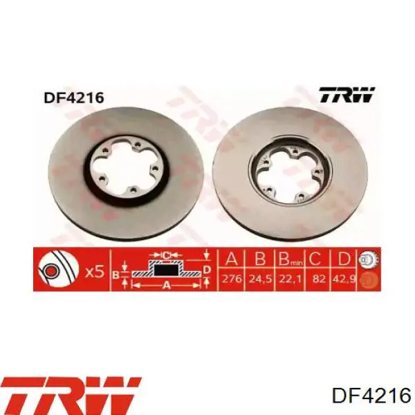 Comprar DF4216 TRW Freno de disco delantero
